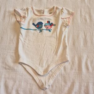 Gymboree giril size 3-6 months 2 bird embroidered design body suit, VGUC